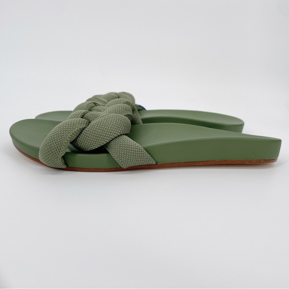 Rothy’s Palm Green Bubble Slide Green Braided Sandals - Picture 2 of 7